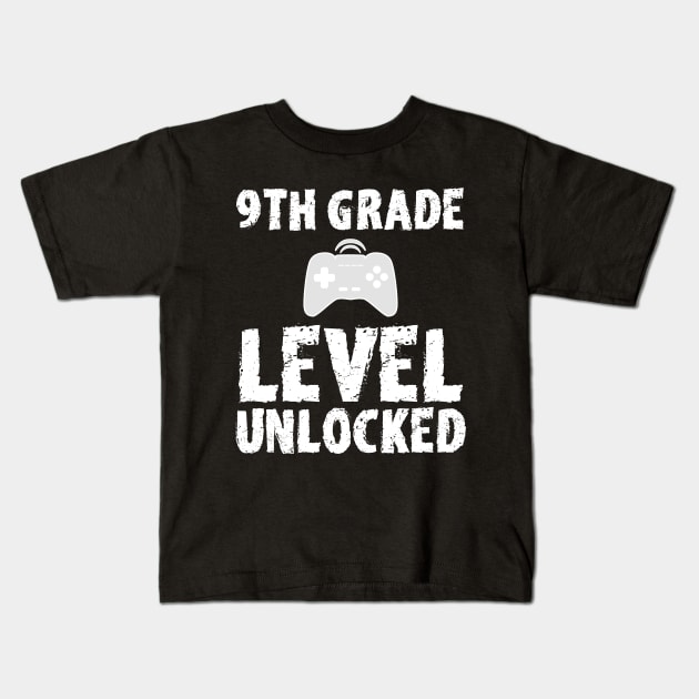 9th Grade Level Unlocked Kids T-Shirt by mareescatharsis